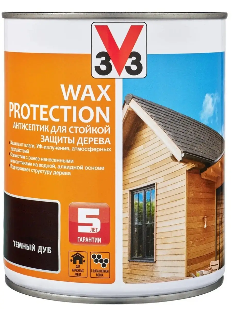 Антисептик для дерева WAX PROTECTION Темный Дуб 2,5л 3v3 14407289 купить в  интернет-магазине Wildberries