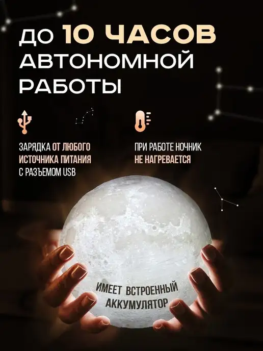 Ночник Good Sleeping Светильник ночник луна прикроватный в детскую комнату, белый, фото 3