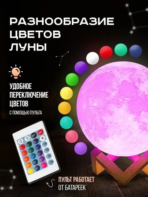 Ночник Good Sleeping Светильник ночник луна прикроватный в детскую комнату, белый, фото 4
