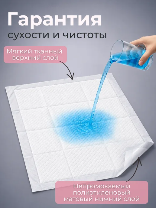 Gentlepets Пеленки одноразовые для животных 60х60 см, 15 шт. SAP, 60x60 см, 15 шт, фото 6