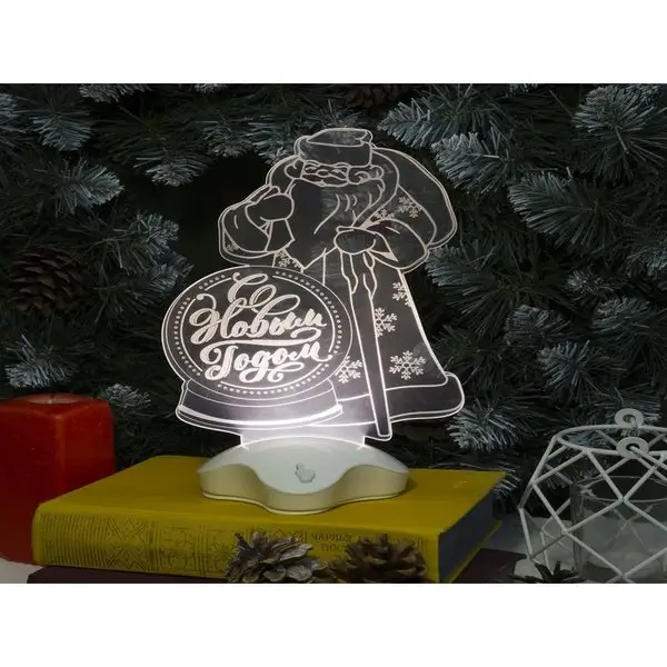 Подставка световая «Дед Мороз» 25х15.5см, АААх3, 7LED, Т/Бел