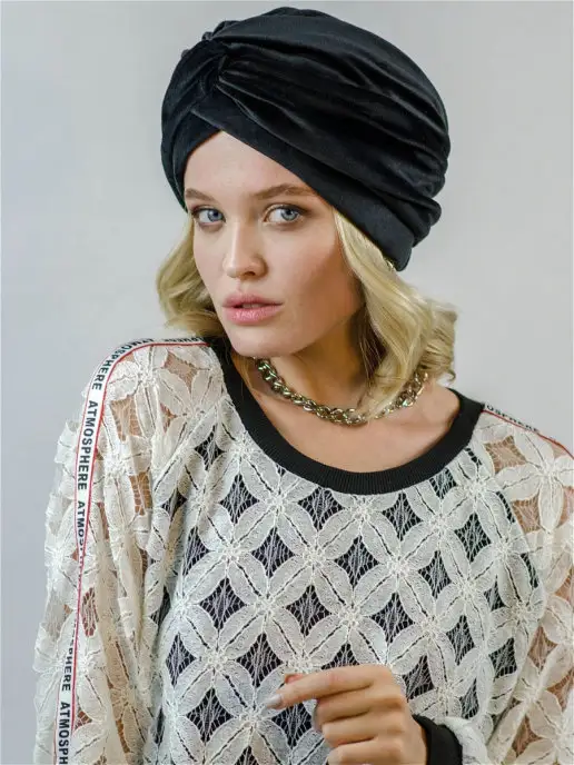 Nazarkov Furs Шапка осенняя зимняя чалма, черный