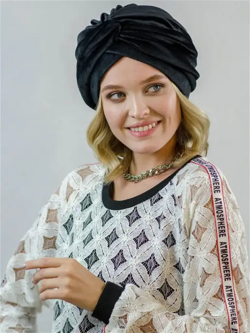 Nazarkov Furs Шапка осенняя зимняя чалма, черный, фото 3
