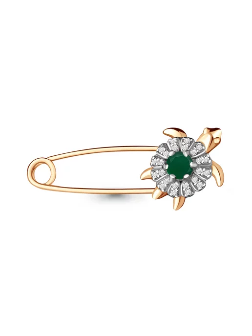 AQUAMARINE Булавка-черепашка из серебра 925 с натуральным агатом, серебристый