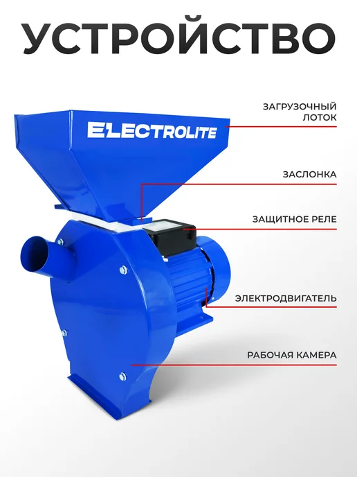 ELECTROLITE Зернодробилка садовая для кормов изб 2, вариант, фото 7