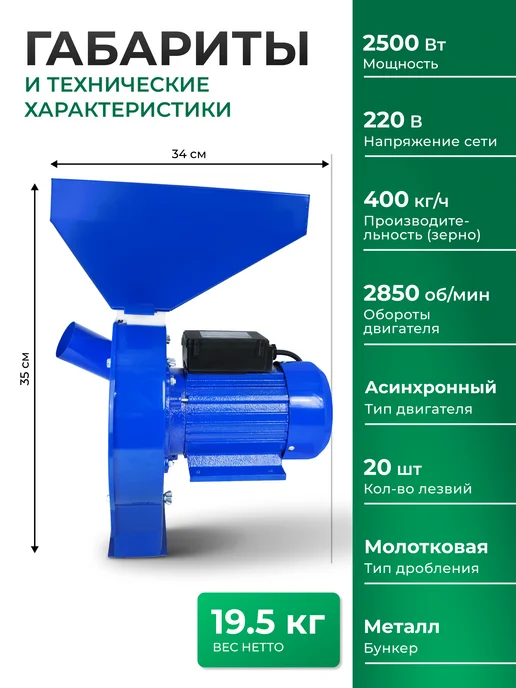 ELECTROLITE Зернодробилка садовая для кормов изб 2, вариант, фото 8
