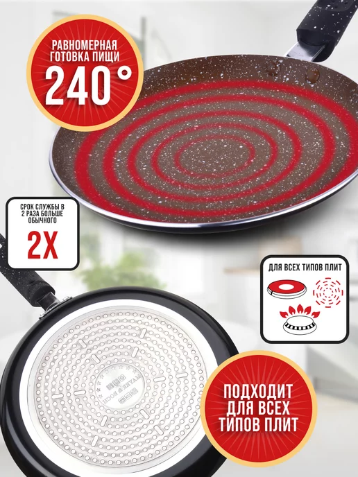Сковорода блинная, блинница антипригарная для всех плит 22см - фото 4