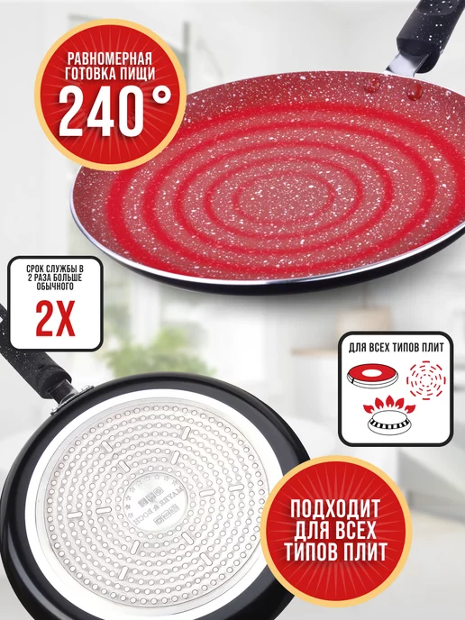 Сковорода блинная блинница 26 см с антипригарным покрытием - фото 5