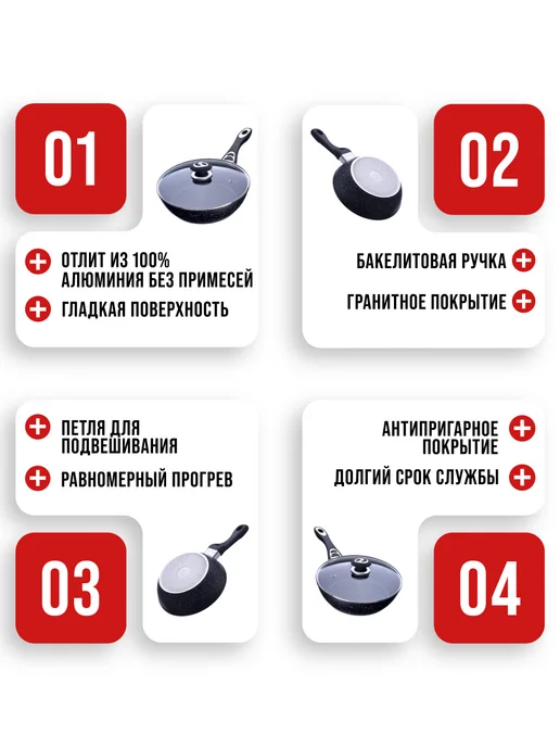 Сковорода с крышкой 24 см - фото 14