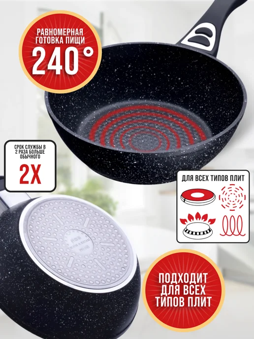 Сковорода с крышкой 24 см - фото 4