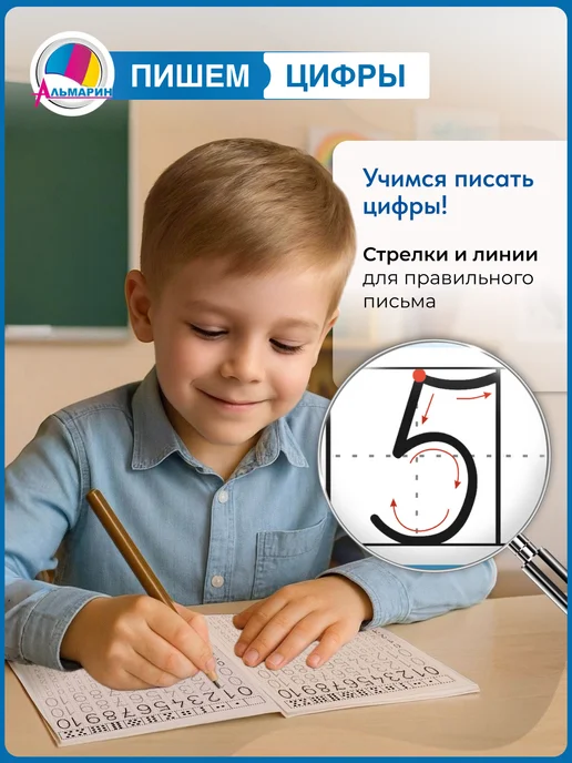 Альмарин Обучающий плакат лента цифр, голубой, фото 6