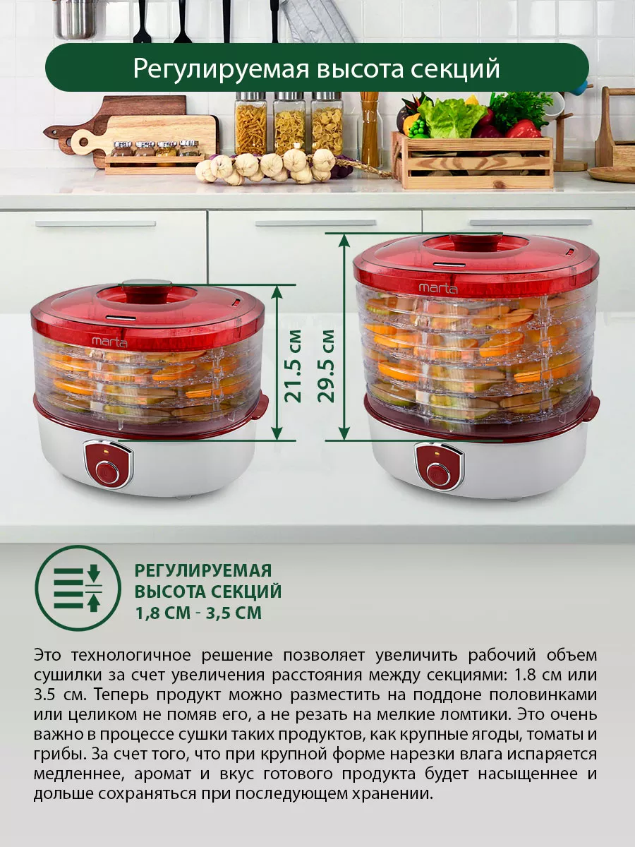 Сушилка для овощей и фруктов 5 поддонов Marta 14655966 купить в  интернет-магазине Wildberries