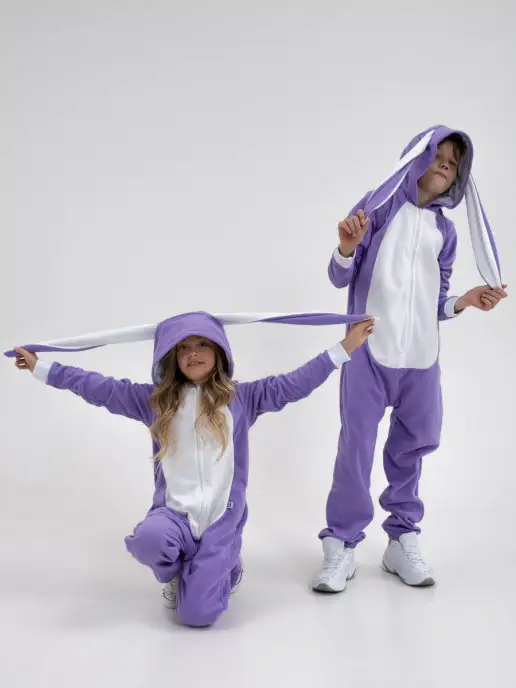 Friendly Brands Кигуруми пижама для детей зайчик из флиса, белый, фото 2