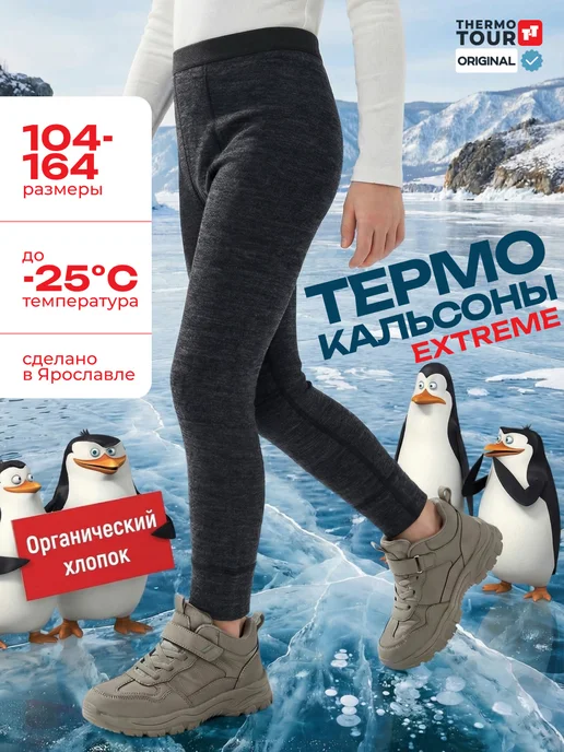 ThermoTour Термоштаны зимние с начесом кальсоны теплые с шерстью, серый