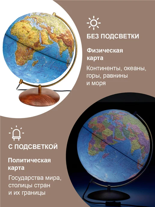 Globen Глобус политический с подсветкой, 32 см, вариант, фото 3