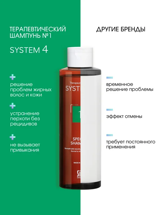 Sim Sensitive Шампунь от перхоти для жирных волос №1 250 мл System 4, 250 мл, фото 8