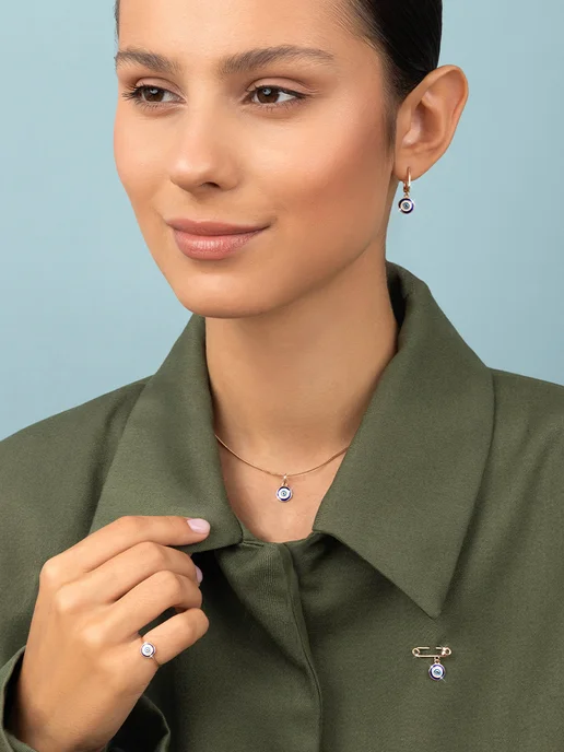 Veronika Булавка ювелирная серебро 925, позолота, Глаз Фатимы, серебристый, фото 2