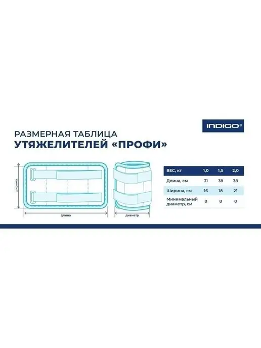 INDIGO Sport Утяжелители для ног 1,5кг х 2шт, 2 кг, 2 шт, фото 3