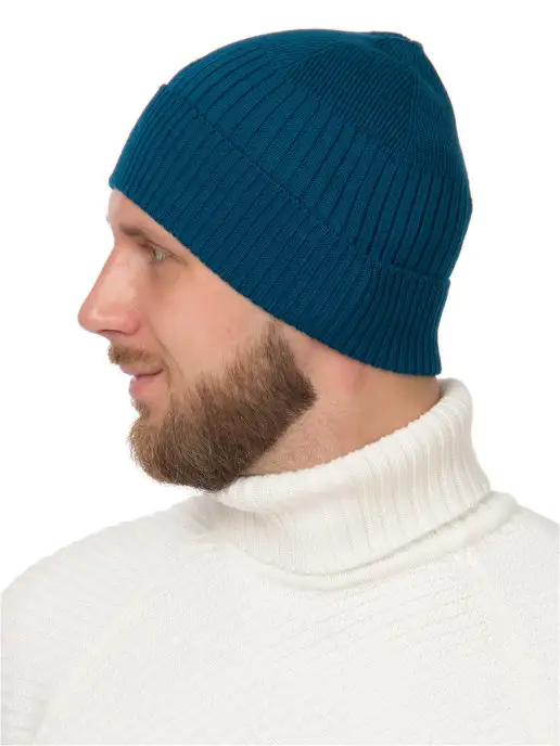 JB casual Шапка Бини тонкая из шерсти, голубой