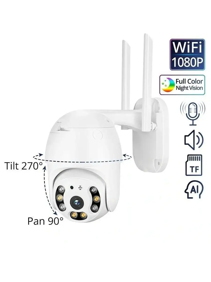 Уличная беспроводная ip-камера наблюдения WiFi camera 1080P FixLike  14814132 купить за 1 956 ₽ в интернет-магазине Wildberries