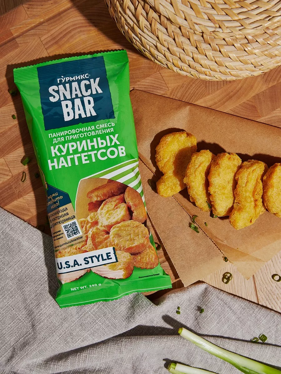 Смесь панировочная для куриных наггетсов SNACK BAR 240 грамм ГУРМИКС  14826241 купить за 209 ₽ в интернет-магазине Wildberries