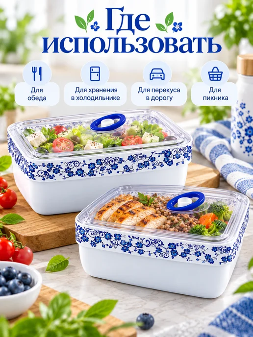 ФЛАТЕЛЬ Набор Ланч-боксов (В-328) 1450+800мл, 800 мл, фото 4
