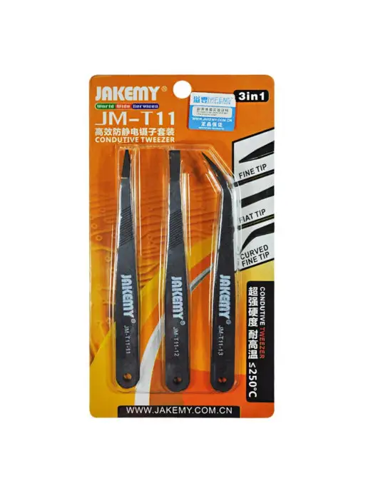 Jakemy Набор пинцетов JM-T11 антистатические 3 в 1, 3 шт, фото 2