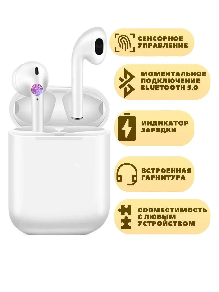 Беспроводные наушники TWS i12/TWS i12/i12 Bluetooth 5.0 с анимацией Наушники  безпроводные Airpods 14875286 купить за 1 476 ₽ в интернет-магазине  Wildberries