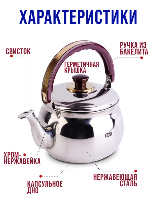 Чайник со свистком для плиты 3.5 л - фото 12