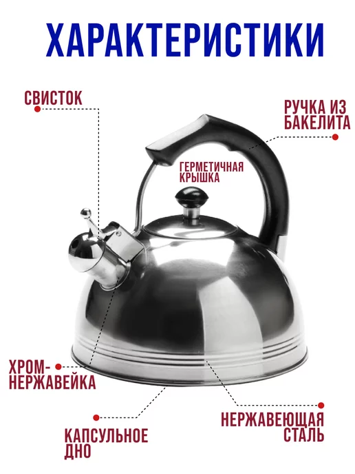 Чайник со свистком для плиты 3,5 л - фото 13