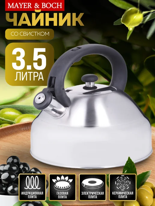 Чайник для плиты газовой со свистком из нержавеющей стали - фото 19