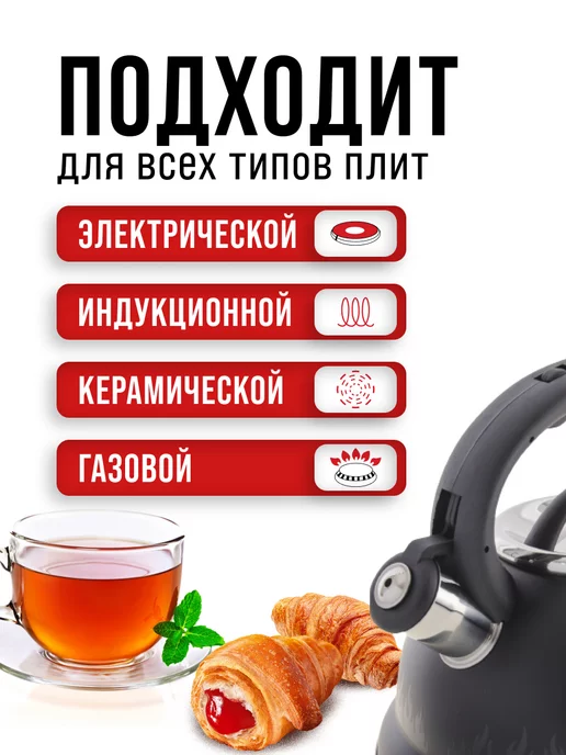 Чайник со свистком для плиты 2,8 л - фото 5