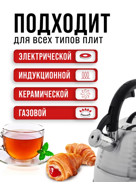 Чайник со свистком для плиты 3 л - фото 5