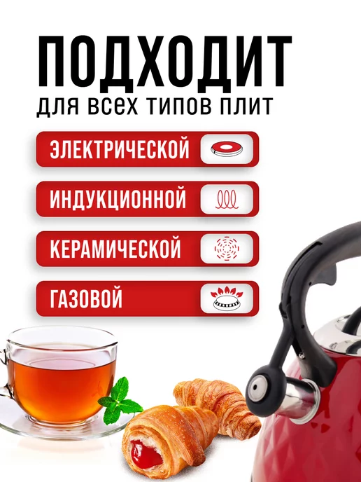 Чайник о свистком для плиты 3 л - фото 5