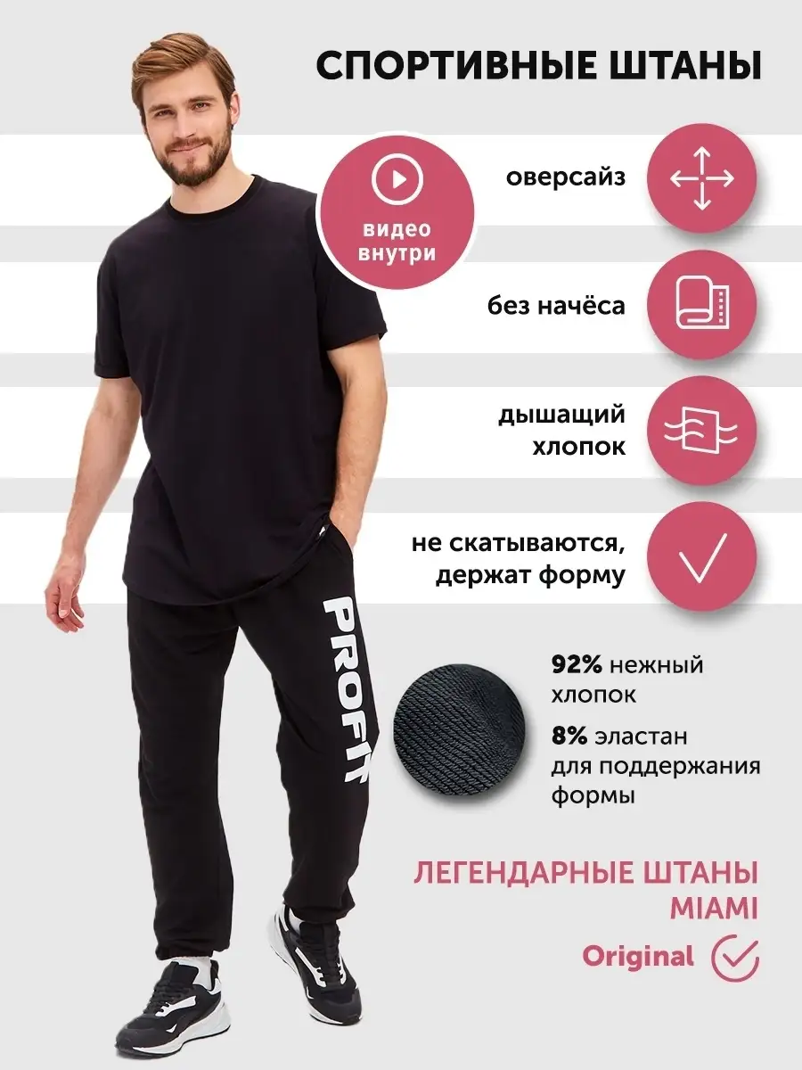 Брюки (штаны) спортивные мужские широкие Profit_wear 14924166 купить в  интернет-магазине Wildberries