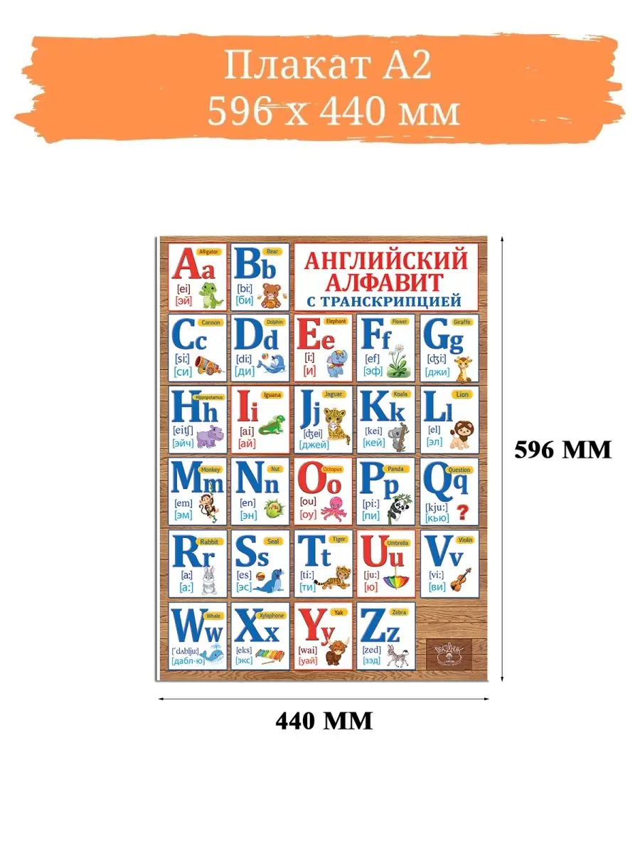 Плакат Английский алфавит, азбука обучающий детский А2 ТМ Праздник 14930039  купить за 194 ₽ в интернет-магазине Wildberries