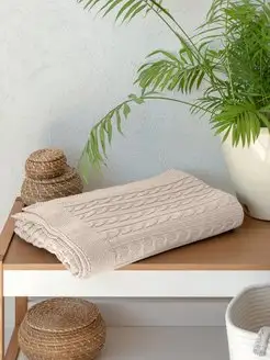 Плед, 100% хлопок, 110х160 ANNA Collection. Цвет бежевый. Вид 2.