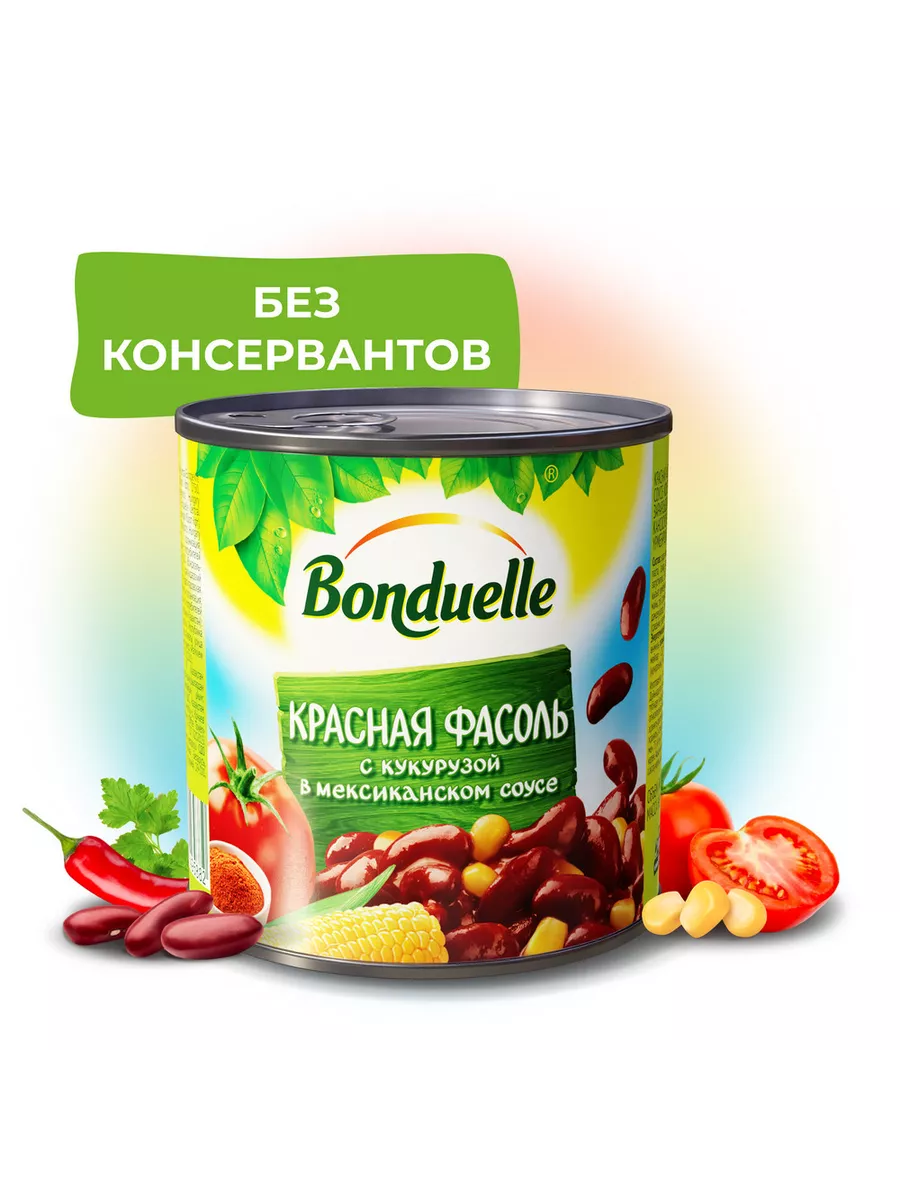 Красная фасоль с кукурузой в мексиканском соусе, 430г Bonduelle 14943646  купить за 179 ₽ в интернет-магазине Wildberries