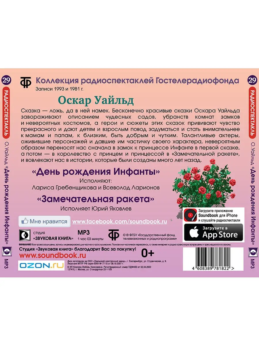 Уайльд: День рождения Инфанты. Замечательная ракета (CD-МР3) Звуковая книга  14943936 купить за 414 ₽ в интернет-магазине Wildberries