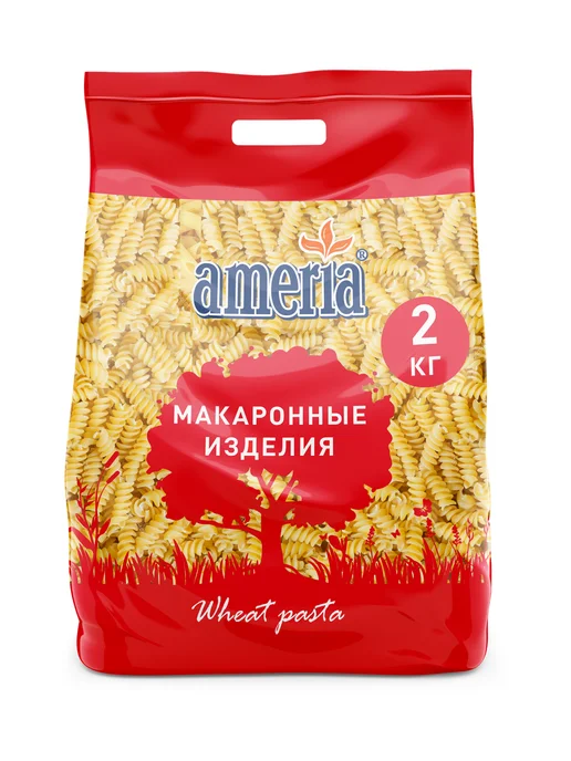 AMERIA Макароны Спиральки №042, 2кг, 2 кг