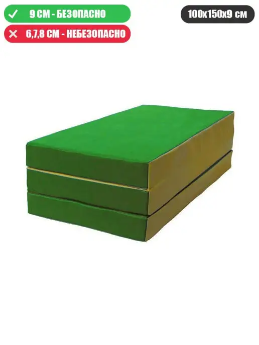 Sportlim Мат гимнастический (100 150 10 см), зеленый