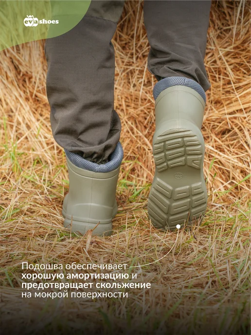 EVASHOES Резиновые сапоги утепленные демисезонные, зеленый, фото 6