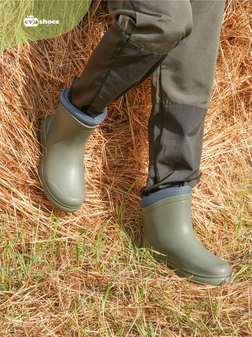 EVASHOES Резиновые сапоги утепленные демисезонные, зеленый, фото 7