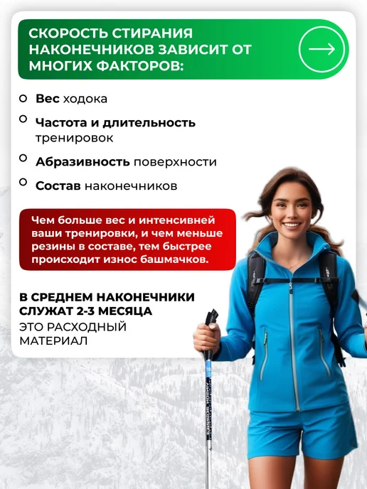 VINSON PRO Наконечники для скандинавских палок капля, 1 пара (2 шт), 4 шт, фото 6