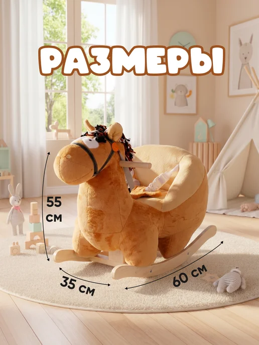 ТУТСИ Лошадка качалка мягкая с сиденьем, вариант, фото 2