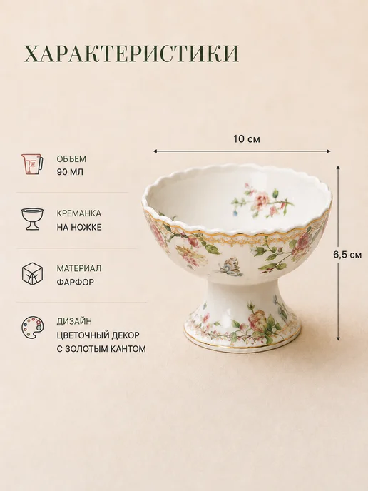 BALSFORD Креманка на ножке 90 мл фарфор, 90 мл, фото 7