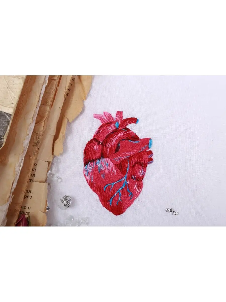 Anatomical Heart Embroidery Kit, code JK-2195 Panna