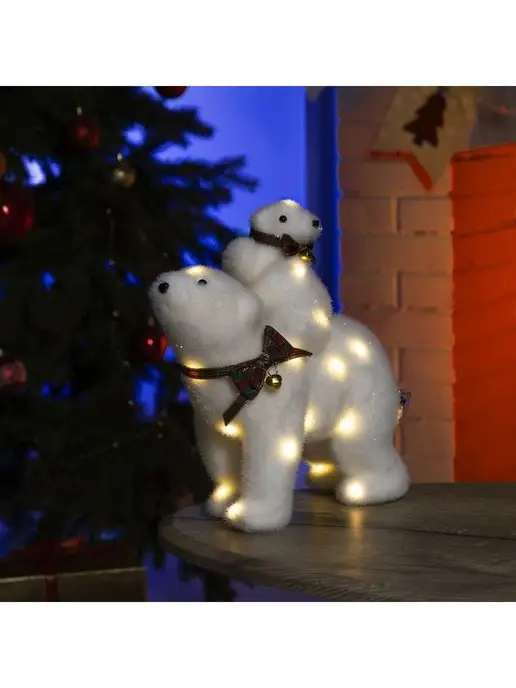 Luazon Lighting Новогодний медведь под елку светящийся, белый, фото 7