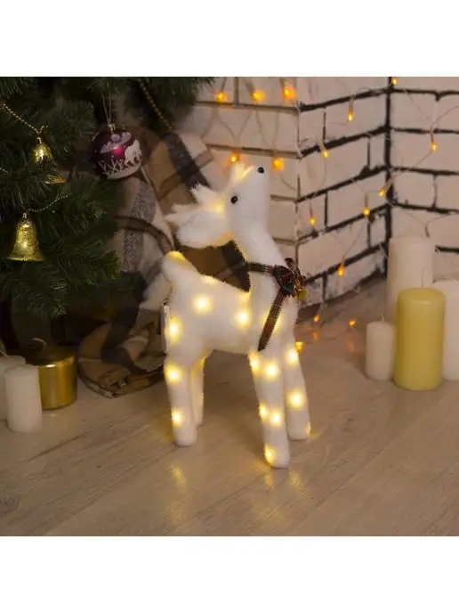 Luazon Lighting Олень новогодний светодиодный на батарейках, белый, фото 8