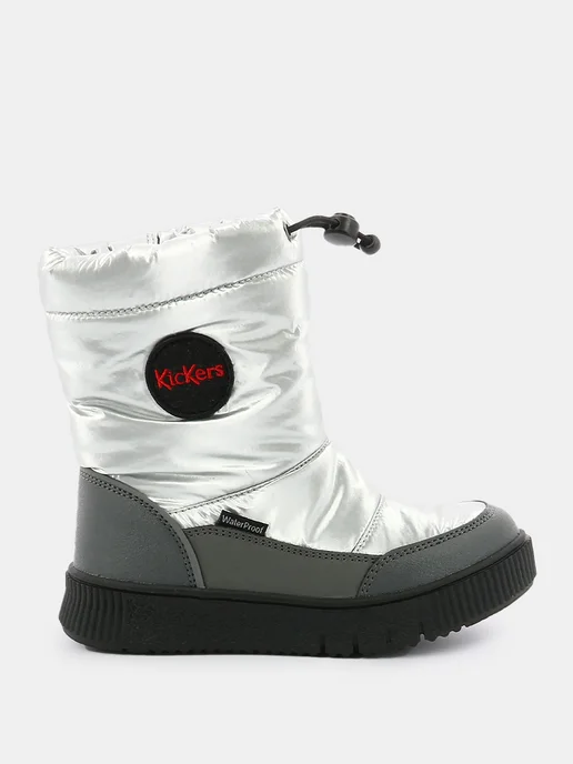 KicKers. Дутики зимние сапоги детские непромокаемые, серый, фото 3